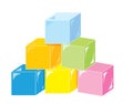 Cartoon pyramid of colored cubes. Toy cubes for children. Colorful vector illustration for kids