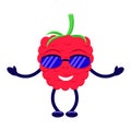 Vector cartoon raspberry sunglasses pens and legs