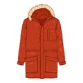 Vector Cartoon Red Parka Jacket