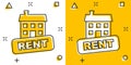 Vector cartoon rent house icon in comic style. Rent sign illustration pictogram. Rental business splash effect concept Royalty Free Stock Photo