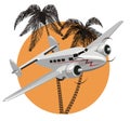 Vector cartoon retro airplane Royalty Free Stock Photo