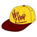 Vector Cartoon Retro Baseball Cap with Flat Peak. Hip-hop Headwear. Royalty Free Stock Photo