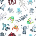Vector cartoon robots pattern or background illustration