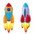 Vector cartoon rockets, spaceships set