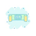 Vector cartoon sale ribbon icon in comic style. Discount, sale s