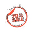 Vector cartoon sale sticker 70% percent off icon in comic style. Royalty Free Stock Photo