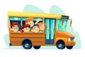 Vector cartoon school bus full of happy kids Royalty Free Stock Photo