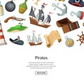 Vector cartoon sea pirates background Royalty Free Stock Photo