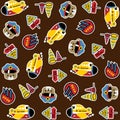 Seamless pattern with aviation theme set cartoon