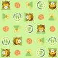 Vector cartoon seamless pattern with cute animals Royalty Free Stock Photo