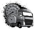 Monochromatic Vector cartoon semi truck illustration design art Royalty Free Stock Photo