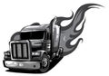 Vector Cartoon Semi Truck. One-click repaint vector Royalty Free Stock Photo