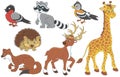 Vector cartoon set of funny animal cliparts