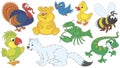 Vector cartoon set of funny toy animal cliparts