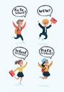 Kids go to school, back to school, Cute cartoon children, happy children, Vector Illustration. Royalty Free Stock Photo