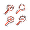 Vector cartoon set of loupe icon in comic style. Magnifier sign Royalty Free Stock Photo