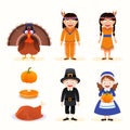 Vector cartoon set of thanksgiving icons