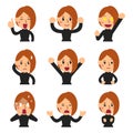 Vector cartoon set of woman faces showing different emotions