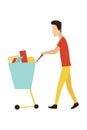 Vector cartoon Shopping People with Bags Set Sale in Shop Concept Element Royalty Free Stock Photo