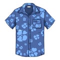 Vector Cartoon Short Sleeve Hawaiian Men Shirt with Flower Pattern