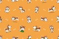 Vector cartoon siberian husky dog seamless pattern Royalty Free Stock Photo