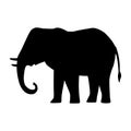 Vector cartoon silhouette icon black elephant large mammal