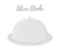 Vector cartoon silver cloche. Metal platter.