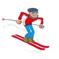 Vector Cartoon Skier Royalty Free Stock Photo