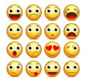 Vector cartoon smiley face set of yellow emoticons and icons Royalty Free Stock Photo