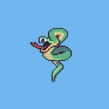 Vector cartoon snake pixel art illustration for game