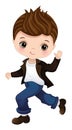 Vector Cartoon Sock Hop Fifties Dancing Boy