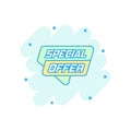 Vector cartoon special offer banner icon in comic style. Badge s