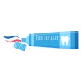 Vector cartoon squeezed toothpaste for oral care