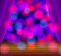 Vector Cartoon Stage Background, Blur Light Spots, Shining Illustration. Royalty Free Stock Photo