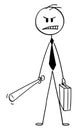 Vector Cartoon Illustration of Angry Businessman with Baseball Bat Royalty Free Stock Photo