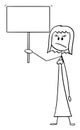 Vector Cartoon of Angry Woman or Businesswoman Holding Empty Sign