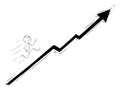 Vector Cartoon Illustration of Businessman Running Up the Chart or Graph Royalty Free Stock Photo