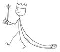 Vector Cartoon Illustration of Medieval or Fantasy King Walking in Robe
