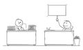 Vector Cartoon Illustration of Hard Working Office Worker or Businessman Looking at Lazy Colleague with Legs on the Desk