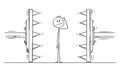 Vector Cartoon Illustration of Man or Businessman Trapped or Under Pressure