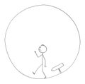 Vector Cartoon Illustration of Man or Businessman Walking in Circle. Business Concept of Career and Success.