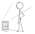 Vector Cartoon of Man or Businessman Watching Opportunity Door in Far