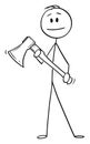 Vector Cartoon of Man or Lumberjack Holding Ax or Axe Royalty Free Stock Photo