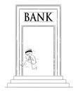 Vector Cartoon of Man or Robber in Mask Running Away from Bank with Bag of Dollars or Cash Money