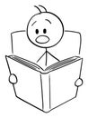 Vector Cartoon of Shocked or Frightened Man Reading Scary or Shocking Book