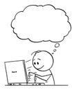 Vector Cartoon of Smiling Man or Businessman Typing or Working on Computer