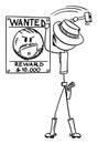 Vector Cartoon of Western Sheriff Nailing Criminal Wanted and Reward Poster