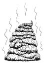 Vector Cartoon Illustration of Pile, Heap or Mountain of Stinky Excrement or Shit.