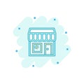 Vector cartoon store market icon in comic style. Shop building s