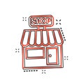 Vector cartoon store market icon in comic style. Shop building s